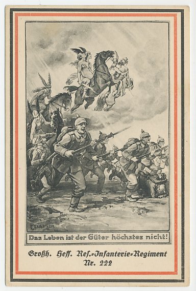 Fieldpost postcard Germany 1915 War - Horse - Angels - Fallen soldiers - WWI