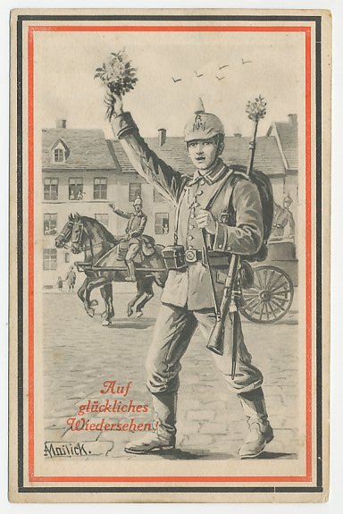 Fieldpost postcard Germany 1917 Soldier - Horse - Good luck - WWI