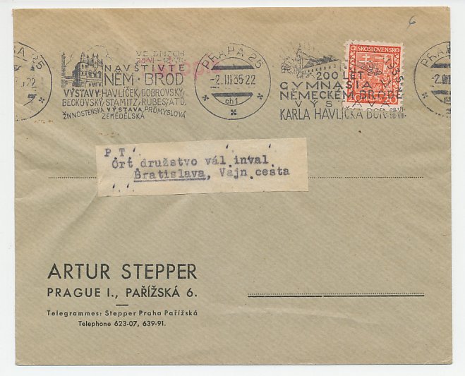 Cover / Postmark Czechoslovakia 1935 Gymnasia