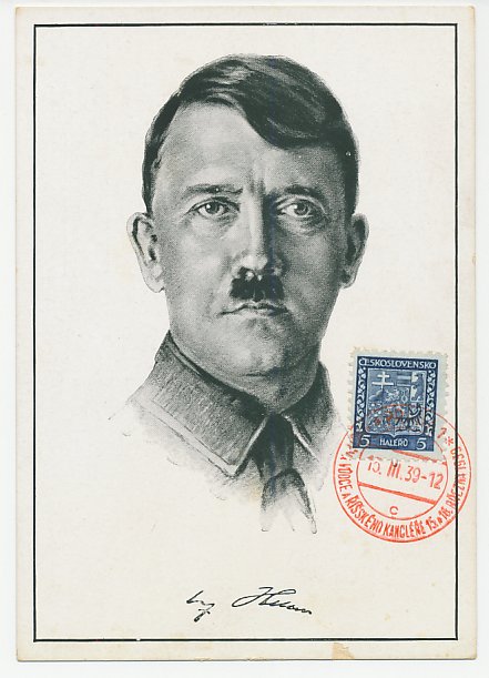 Postcard / Postmark Czechoslovakia 1939 Adolf Hitler