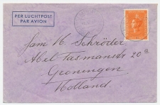 Postagent Batavia - Amsterdam 1939 : naar Groningen