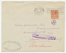 Arnhem - Amsterdam 1934 - Terug afzender