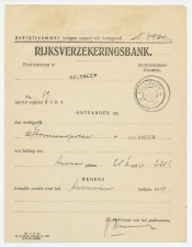 Aalsmeer 1910 - Kwitantie Rijksverzekeringsbank