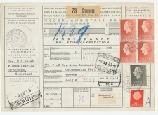 Em. Juliana Pakketkaart Groningen - Belgie 1963 ( Particulier )