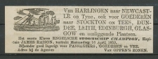 Advertentie 1859 Stoomschip Harlingen - Engeland
