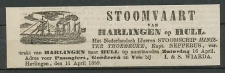 Advertentie 1859 Stoomvaart Harlingen - Engeland