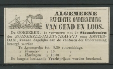 Advertentie 1866 Harlingen - Amsterdam