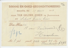 Scheepsvrachtbrief Amsterdam - Haarlem 1904