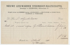 Vrachtrekening Leeuwarden - Leiden 1910