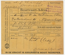 Beurtvaart - Adres Dordrecht - Den Haag 1933