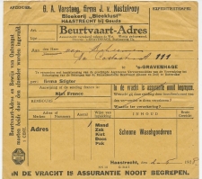 Beurtvaart - Adres Haastrecht - Den Haag 1928