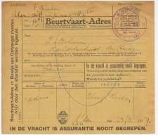 Beurtvaart - Adres Amsterdam - Den Haag 1927