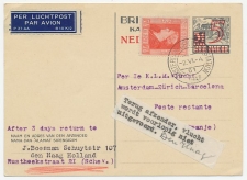 Amsterdam - Spanje 1947 - Etiket: Terug - Vlucht niet uitgevoerd