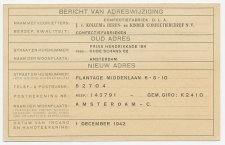 Verhuiskaart G. 13 Particulier bedrukt Amsterdam 1942