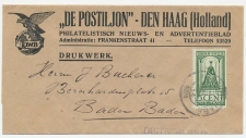 Em. 1923 Drukwerk wikkel Den Haag - Duitsland 1924