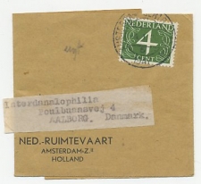 Em. Cijfer Drukwerk wikkel Amsterdam - Denemarken 1947