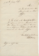 Locaal te Assen 1835 - Betreffende postwagendienst Bouricius
