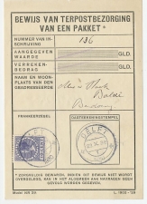 Em. Veth Delft 1930 - Bewijs van terpostbezorging