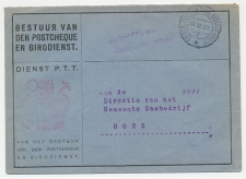 Dienst PTT Den Haag 1937 -  Stempel: Centr. Girokantoor