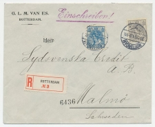 Em. Bontkraag Aangetekend Rotterdam - Zweden 1914