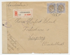 Em. Bontkraag Aangetekend Leeuwarden - Duitsland 1921
