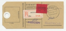 Postzaklabel Aangetekend / Waarde Meerssen - Maastricht 1986