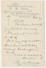 Firma briefkaart Middelburg 1899 - Boek- Muziek- en papierhandel