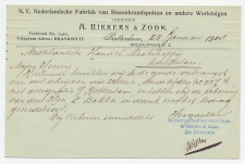 Firma briefkaart Rotterdam 1908 - Stroombrandspuit