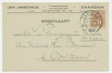 Firma briefkaart Zaandam 1923 - Timmerman / Aannemer