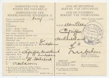 Dienst Posterijen Apeldoorn - Zutphen 1930 Bericht van Ontvangst