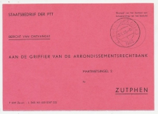Dienst PTT Klarenbeek - Zutphen 1962 Bericht van Ontvangst