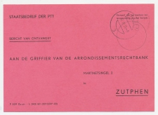 Dienst PTT Aalten - Zutphen 1970 Bericht van Ontvangst