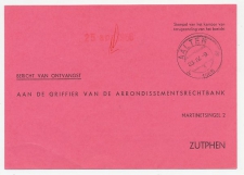 Dienst PTT Aalten - Zutphen 1966  Bericht van Ontvangst