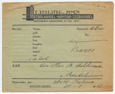 Leeuwarden - Roordahuizum 1938 - Begeleidingsbrief