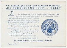 Firma briefkaart Utrecht 1936 - Delfts blauw / Verloving Juliana