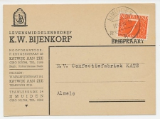 Firma briefkaart IJmuiden 1956 - Bijenkorf / Levensmiddelen