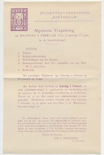 Drukwerk ( zie inhoud ) Rotterdam 1915 Studentenvereniging / Uil