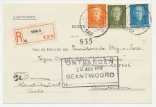 Em. En Face Briefkaart Aangetekend Venlo - Amsterdam 1952
