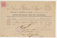 Em. 1872 Arnhem - Waalwijk Vrijhoeven Cappel 1881 - Kwitantie