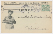 Firma briefkaart Rotterdam 1910 - Tapijtveger - Huishoudster