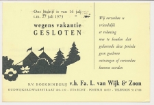 Firma briefkaart Utrecht 1973 - Boekbinderij - Vakantie