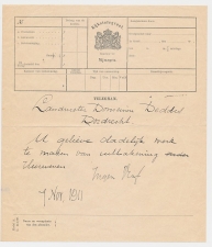 Telegram Dordrecht - Nijmegen 1911