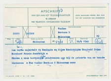 Afschrift van per telefoon aangeboden telegram Hilversum 1968