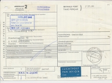 Pakketkaart Taxe Percue Nijmegen - Zweden 1983