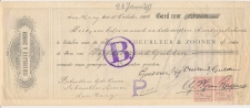 Plakzegel 1,25 den 18.. - Schuldbewijs Den Haag 1896