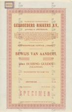 Specimen Aandeel  Amsterdam 1936 - Perfin D.B. - De Bussy