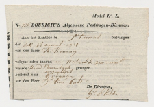 Bouricius Algemeene Postwagen Diensten - Ontvangbewijs 1834