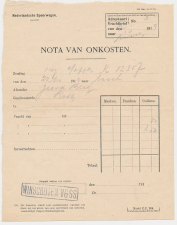 Nota van Onkosten N.S. Winschoten - Belgie 1919