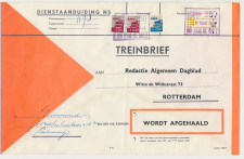 Treinbrief Den Haag - Rotterdam 1968