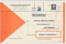 Treinbrief Zevenaar - Rotterdam 1967